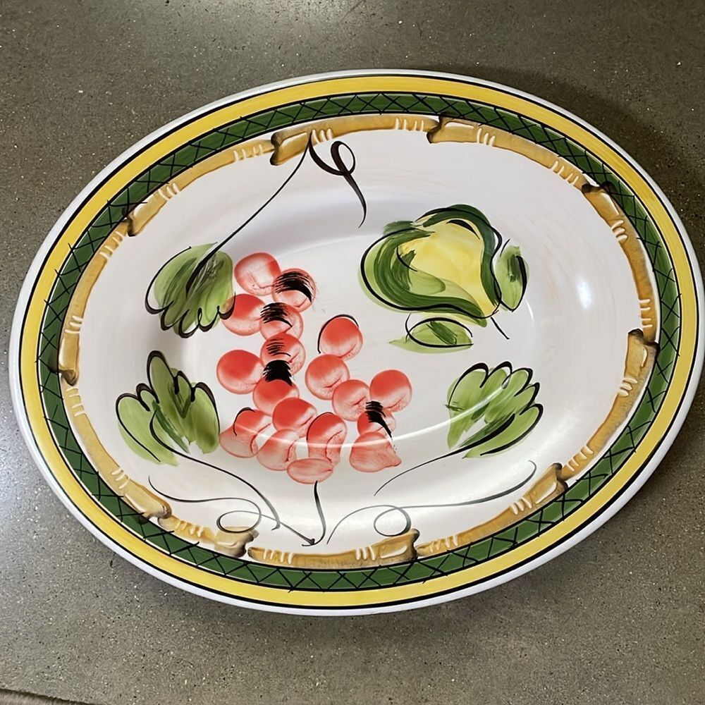Antica Fornace Very Large Ceramic Serving Dish w/Colorful Design Made In Italy